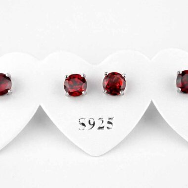 Granat Ø 5 mm facettierte Edelstein Ohrstecker Paar & 925 Sterling-Silber Edelsteine Heilsteine bei Wunderstein24