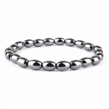 Hämatit Ø 6,5 mm Oliven-Perlen Edelstein Armband flexibel und dehnbar Edelsteine Heilsteine bei Wunderstein24