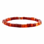 Carneol | Karneol Ø 5 mm Würfel | Perlen Armband flexibel und dehnbar Edelsteine Heilsteine bei Wunderstein24