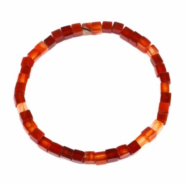 Carneol | Karneol Ø 5 mm Würfel | Perlen Armband flexibel und dehnbar Edelsteine Heilsteine bei Wunderstein24