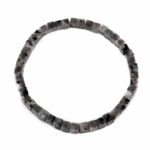 Achat schwarz Ø 5 mm Würfel | Perlen Armband flexibel und dehnbar Edelsteine Heilsteine bei Wunderstein24