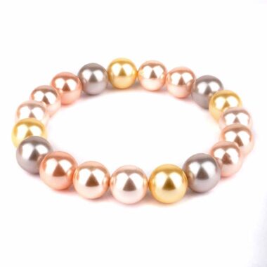 Muschelkern Multicolor Ø 10 mm Kugel Edelstein Armband flexibel und dehnbar Edelsteine Heilsteine bei Wunderstein24