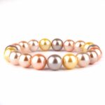 Muschelkern Petrolfarben Ø 10 mm Kugel Edelstein Armband flexibel und dehnbar Edelsteine Heilsteine bei Wunderstein24