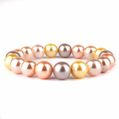 Muschelkern Multicolor Ø 10 mm Kugel Edelstein Armband flexibel und dehnbar Edelsteine Heilsteine bei Wunderstein24