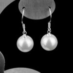 Perle weiß | Süßwasser Ø ca. 10 mm Kugel Ohrhänger Paar 925 Sterling Silber Edelsteine Heilsteine bei Wunderstein24