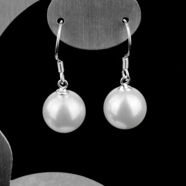 Perle weiß | Süßwasser Ø ca. 10 mm Kugel Ohrhänger Paar 925 Sterling Silber Edelsteine Heilsteine bei Wunderstein24