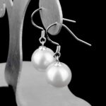 Perle weiß | Süßwasser Ø ca. 10 mm Kugel Ohrhänger Paar 925 Sterling Silber Edelsteine Heilsteine bei Wunderstein24