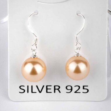 Perle aprikot | Süßwasser Ø ca. 10 mm Kugel Ohrhänger Paar 925 Sterling Silber Edelsteine Heilsteine bei Wunderstein24