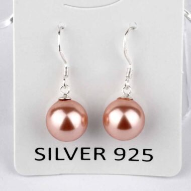 Perle rosa | Süßwasser Ø ca. 10 mm Kugel Ohrhänger Paar 925 Sterling Silber Edelsteine Heilsteine bei Wunderstein24
