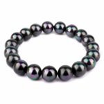 Muschelkern Petrolfarben Ø 10 mm Kugel Edelstein Armband flexibel und dehnbar Edelsteine Heilsteine bei Wunderstein24