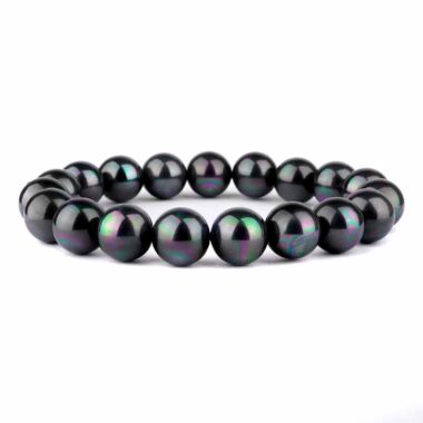 Muschelkern Petrolfarben Ø 10 mm Kugel Edelstein Armband flexibel und dehnbar Edelsteine Heilsteine bei Wunderstein24