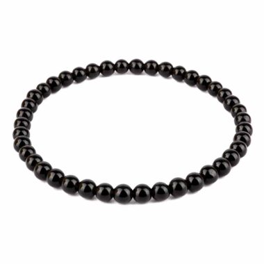 Obsidian schwarz Ø 4,5 mm Kugel Edelstein Armband flexibel und dehnbar Edelsteine Heilsteine bei Wunderstein24