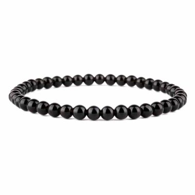 Obsidian schwarz Ø 4,5 mm Kugel Edelstein Armband flexibel und dehnbar Edelsteine Heilsteine bei Wunderstein24