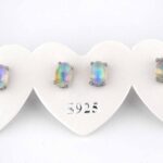 Opal Äthiopien Ø 6,5 mm ovale Edelstein Ohrstecker Paar & 925 Sterling-Silber Edelsteine Heilsteine bei Wunderstein24