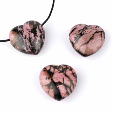 Rhodonit Herz Anhänger Ø 30 mm seitlich gebohrt Edelsteine Heilsteine bei Wunderstein24