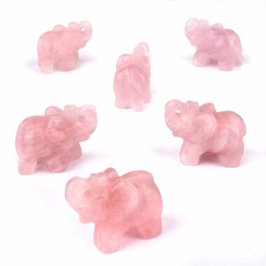 Rosenquarz Elefant | Glückselefant Gravur Ø ca. 47 mm Edelsteine Heilsteine bei Wunderstein24