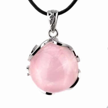 Rosenquarz Kugel Anhänger mit Silber rhodinierter Öse Edelsteine Heilsteine bei Wunderstein24