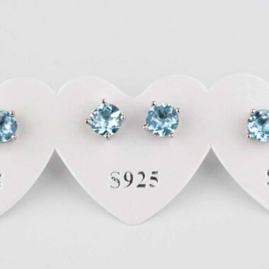 Topas blau Ø 5 mm facettierte Edelstein Ohrstecker Paar & 925 Sterling-Silber Edelsteine Heilsteine bei Wunderstein24