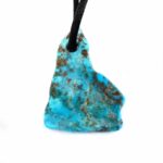 großer Türkis Anhänger Natur gebohrt mit schwarzem Satinband Edelsteine Heilsteine bei Wunderstein24