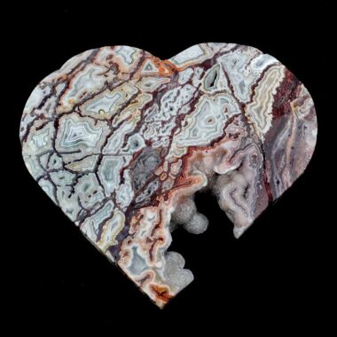großes Crazy Lace Achat Herz Ø 126 mm in einzigartiger Qualität und Maserung Edelsteine Heilsteine bei Wunderstein24