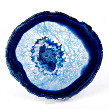 große Achatscheibe poliert blau Ø 160 mm aus Brasilien in bester Farbe Edelsteine Heilsteine bei Wunderstein24