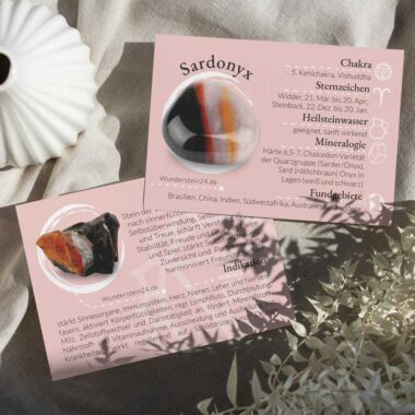 Sardonyx Mineralien Bestimmungskärtchen Sammelkarte Edelsteine Heilsteine bei Wunderstein24