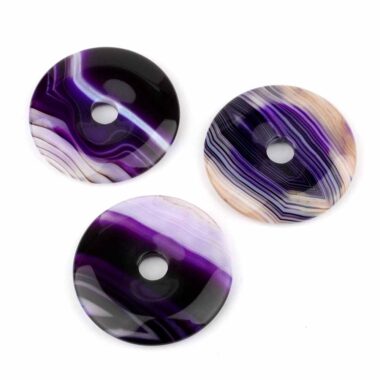 Achat | Streifenachat lila Donut Anhänger Ø 40 mm Edelsteine Heilsteine bei Wunderstein24