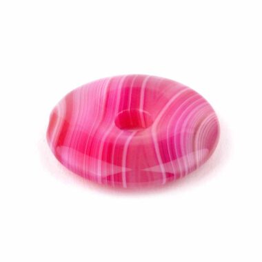Achat | Streifenachat pink | rosa Donut Anhänger Ø 30 mm Edelsteine Heilsteine bei Wunderstein24