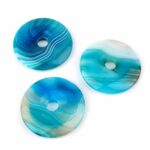 Achat | Streifenachat türkis Donut Anhänger Ø 40 mm Edelsteine Heilsteine bei Wunderstein24