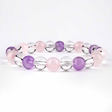Amethyst | Bergkristall | Rosenquarz Ø 8 mm Kugel Edelstein Armband flexibel und dehnbar Edelsteine Heilsteine bei Wunderstein24