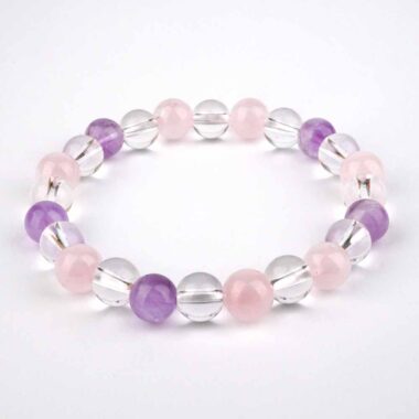 Amethyst | Bergkristall | Rosenquarz Ø 8 mm Kugel Edelstein Armband flexibel und dehnbar Edelsteine Heilsteine bei Wunderstein24