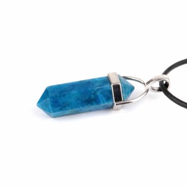 Apatit blau Spitze | Doppelender Anhänger mit silberner Öse Edelsteine Heilsteine bei Wunderstein24