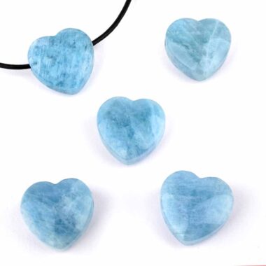 Aquamarin Herz Anhänger Ø 20 mm seitlich gebohrt Edelsteine Heilsteine bei Wunderstein24