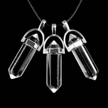 Bergkristall Spitze | Doppelender Anhänger glasklar in bester Qualität mit silberner Öse Edelsteine Heilsteine bei Wunderstein24