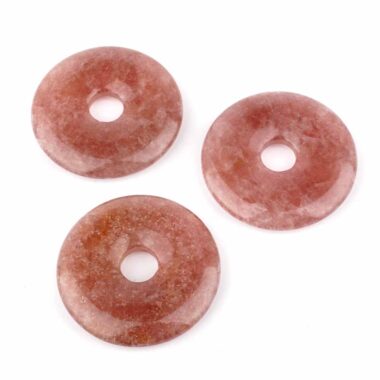 Erdbeerquarz Donut Anhänger Ø 40 mm Edelsteine Heilsteine bei Wunderstein24