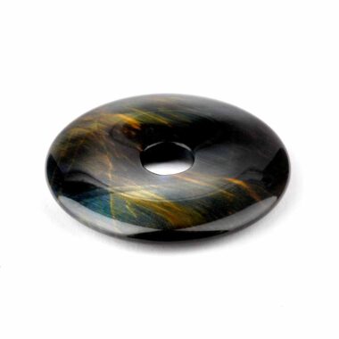 Falkenauge | Tigerauge blau Donut Anhänger Ø 40 mm Edelsteine Heilsteine bei Wunderstein24