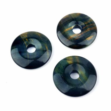 Falkenauge | Tigerauge blau Donut Anhänger Ø 30 mm Edelsteine Heilsteine bei Wunderstein24