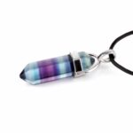 Fluorit bunt | Regenbogenfluorit Spitze | Doppelender Anhänger mit silberner Öse Edelsteine Heilsteine bei Wunderstein24