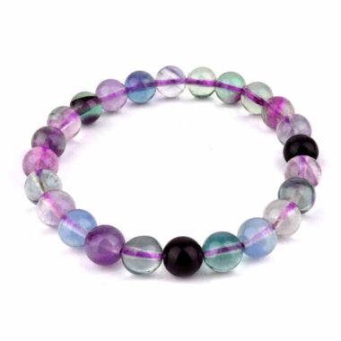 Fluorit bunt Ø 8 mm Kugel | Perlen Edelstein Armband flexibel und dehnbar Edelsteine Heilsteine bei Wunderstein24