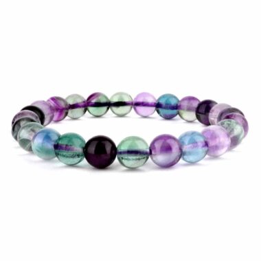 Fluorit bunt Ø 8 mm Kugel | Perlen Edelstein Armband flexibel und dehnbar Edelsteine Heilsteine bei Wunderstein24