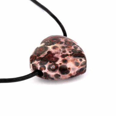 Leoparden Jaspis Herz Anhänger Ø 20 mm seitlich gebohrt Edelsteine Heilsteine bei Wunderstein24