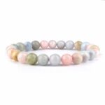 Morganit bunt Ø 8 mm Kugel Edelstein Armband flexibel und dehnbar Edelsteine Heilsteine bei Wunderstein24