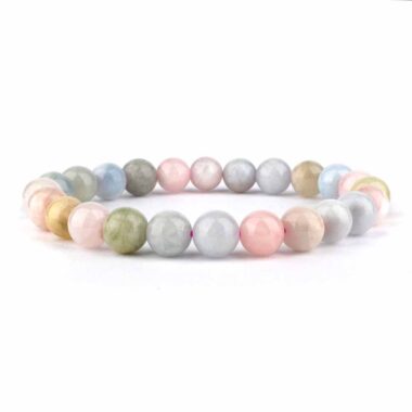 Morganit bunt Ø 8 mm Kugel Edelstein Armband flexibel und dehnbar Edelsteine Heilsteine bei Wunderstein24