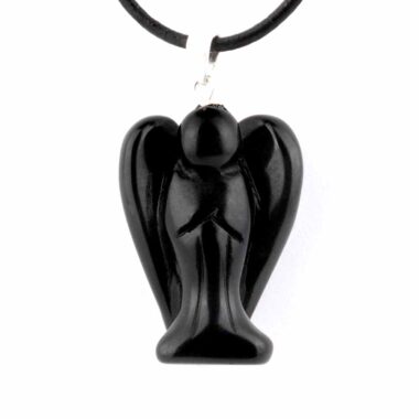 Obsidian schwarz Engel | Schutzengel Anhänger mit 925 Sterling-Silber Öse Edelsteine Heilsteine bei Wunderstein24