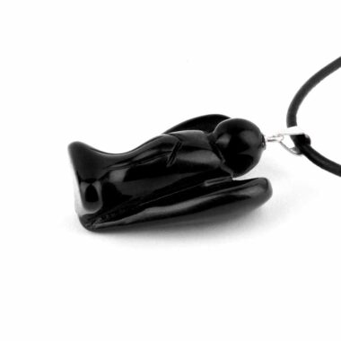 Obsidian schwarz Engel | Schutzengel Anhänger mit 925 Sterling-Silber Öse Edelsteine Heilsteine bei Wunderstein24