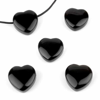Obsidian schwarz Herz Anhänger Ø 20 mm seitlich gebohrt Edelsteine Heilsteine bei Wunderstein24