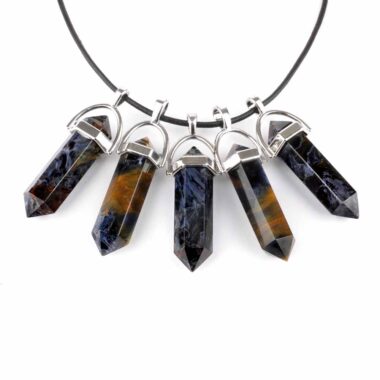 Pietersit Spitze | Doppelender Anhänger mit silberner Öse Edelsteine Heilsteine bei Wunderstein24