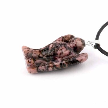 Rhodonit Engel | Schutzengel Anhänger mit 925 Sterling-Silber Öse Edelsteine Heilsteine bei Wunderstein24