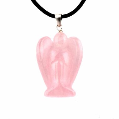 Rosenquarz Engel | Schutzengel Anhänger mit 925 Sterling-Silber Öse Edelsteine Heilsteine bei Wunderstein24