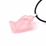 Rosenquarz Engel | Schutzengel Anhänger mit 925 Sterling-Silber Öse Edelsteine Heilsteine bei Wunderstein24